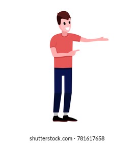 The guy points, vector illustration