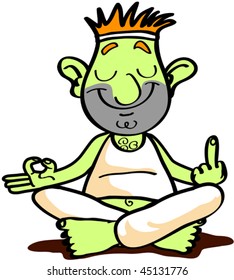 A guy practicing yoga with an attitude
