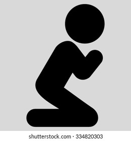 Guy Pray vector icon. Style is flat symbol, black color, rounded angles, light gray background.
