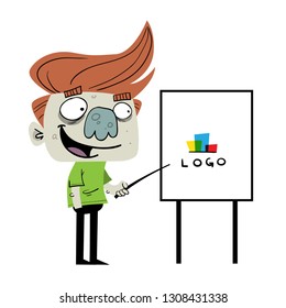 guy presenting a logo concept
