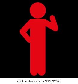 Guy Proposal vector icon. Style is flat symbol, red color, rounded angles, black background.