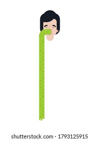 Guy pukes. Man Vomiting. Vomit isolated. spew spue vector texture