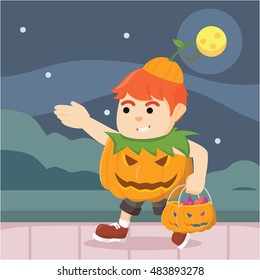 guy in pumpkin costume got so much candy