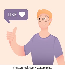 The guy puts his thumb up, a sign of approval.