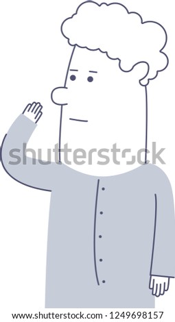 The guy with raised hand who has a question. Linear vector illustration for web and printing.