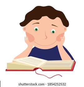 Guy reading a book on a white background

