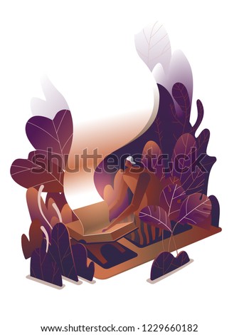 Guy reading a magical wizard book. Book fair or festival bazaar poster template vector. 