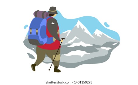 Guy Ready Go Mountain Climbing Vector Stock Vector (Royalty Free ...