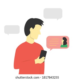 Guy received a message on his smartphone