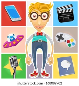 A Guy Represented Of Gadget, Technology, Aliens, Film, Celebrities, Video Games, Nerd, Geek And Dork