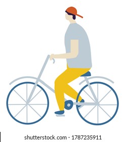 Guy Riding Bicycle  Flat Vector