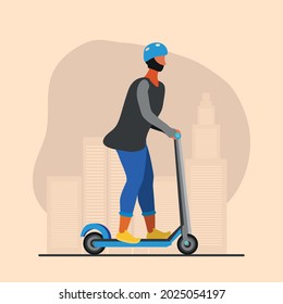 guy riding kick scooter transport