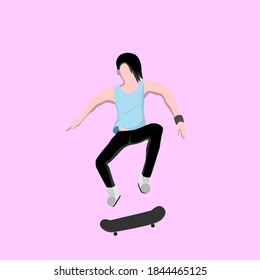 
The Guy Is Riding A Skate Board. Kick Flip On A Skateboard.