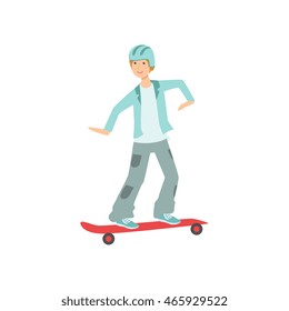 Guy Riding Skateboard In Helmet