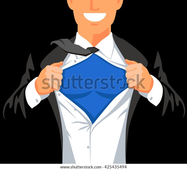 男はシャツをリップして胸を見せる 青年実業家 黒い背景にベクターイラスト 銘文の場所 のベクター画像素材 ロイヤリティフリー