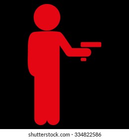 Guy Robber vector icon. Style is flat symbol, red color, rounded angles, black background.