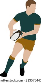 El jugador de rugby Guy corre con la pelota en las manos