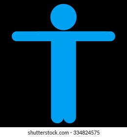 Guy Scarescrow vector icon. Style is flat symbol, blue color, rounded angles, black background.