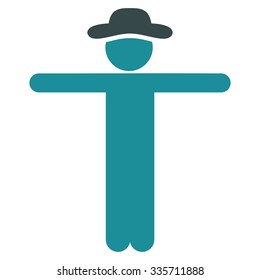 Guy Scarescrow vector icon. Style is bicolor flat symbol, soft blue colors, rounded angles, white background.