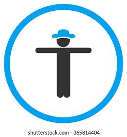 Guy Scarescrow vector icon. Style is bicolor flat circled symbol, blue and gray colors, rounded angles, white background.