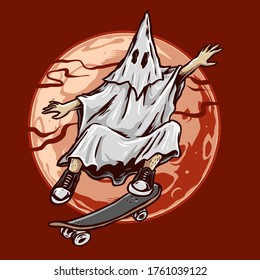 guy with scary costume ride a skateboarding vector illustration