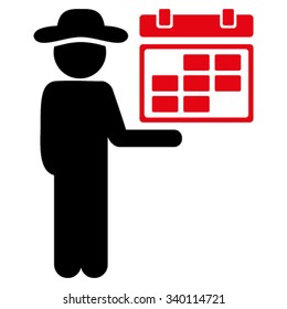 Guy Schedule vector icon. Style is bicolor flat symbol, intensive red and black colors, rounded angles, white background.