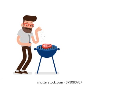 Carne tipo condimentado con sal, vector de diseño plano.