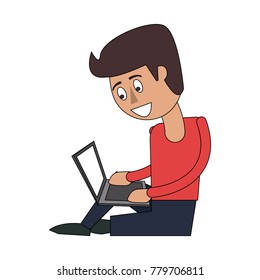 Guy seated with laptop