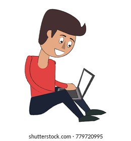 Guy seated with laptop