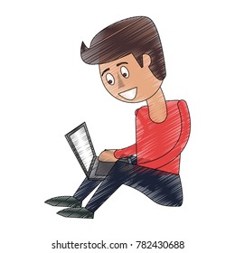Guy seated with laptop