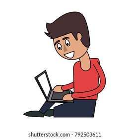 Guy seated with laptop