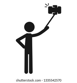 Guy with selfie stick icon. Simple illustration of guy with selfie stick vector icon for web design isolated on white background