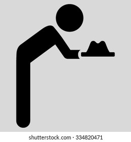 Guy Servant vector icon. Style is flat symbol, black color, rounded angles, light gray background.