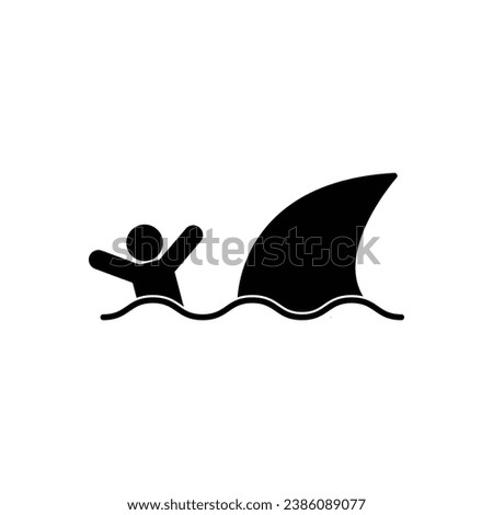 guy and shark icon vector man is  escaping from shark icon 