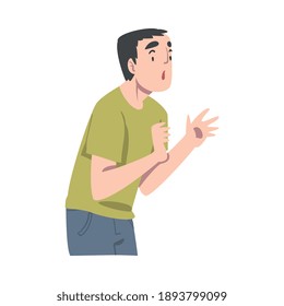 Guy mit schockiertem Gesichtsausdruck, Stimmung der Menschen Konzept, überraschende und erstaunte Person Charakter-Zeichentrickfilm Art Vektorgrafik Illustration