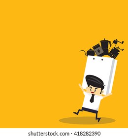Guy With  Shopping Bags Vector Illustration in Cartoon 