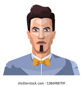 Hombre con pelo corto y pequeño vector de ilustración de barba sobre fondo blanco