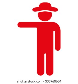 Guy Show vector icon. Style is flat symbol, red color, rounded angles, white background.
