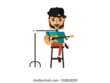 a guy singing with his guitar