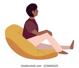 guy sitting on bean chair, isolated