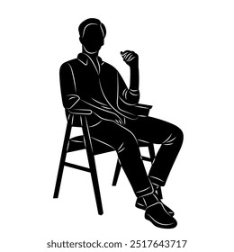 guy sitting on chair silhouette black vector