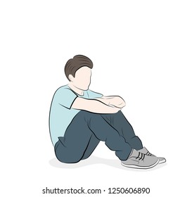 the guy is sitting on the floor. vector illustration.