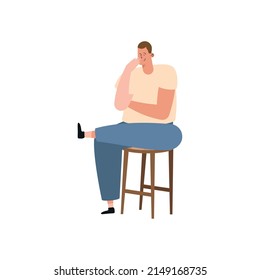 Guy Sitting On Wooden Chair Icon