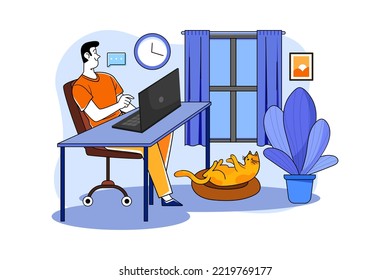 Guy sitting at a table on the laptop at home