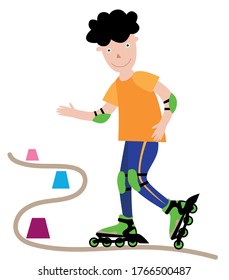 the guy skates on roller skates
