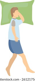 Guy Sleeping Position Illustration Isolated on White Background. Guy Relaxation on Night. Vector Character Design.