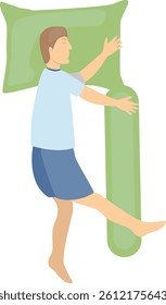 Guy Sleeping Position Illustration Isolated on White Background. Guy Relaxation on Night. Vector Character Design.