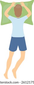 Guy Sleeping Position Illustration Isolated on White Background. Guy Relaxation on Night. Vector Character Design.