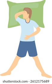 Guy Sleeping Position Illustration Isolated on White Background. Guy Relaxation on Night. Vector Character Design.