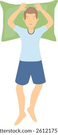 Guy Sleeping Position Illustration Isolated on White Background. Guy Relaxation on Night. Vector Character Design.